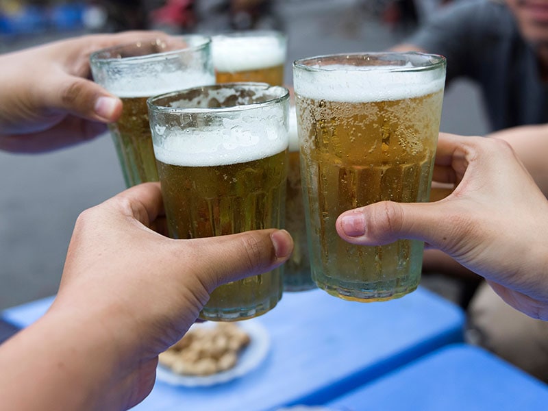 Beer Toastingglasses Street Food