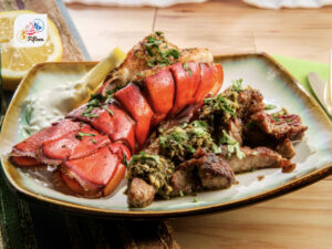 American Dishes Grilled Barbecued Surf And Turf