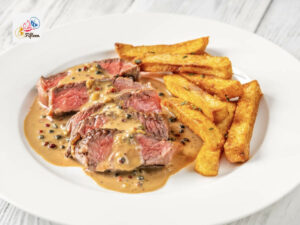 French Grilled Barbecued Dishes Steak Au Poivre Drenched
