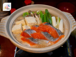 Japanese Dishes Hot Pot Featuring Salmon