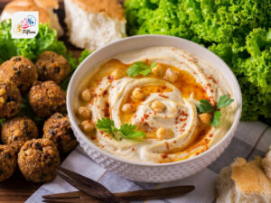Palestinian Dishes Hummus and Falafel