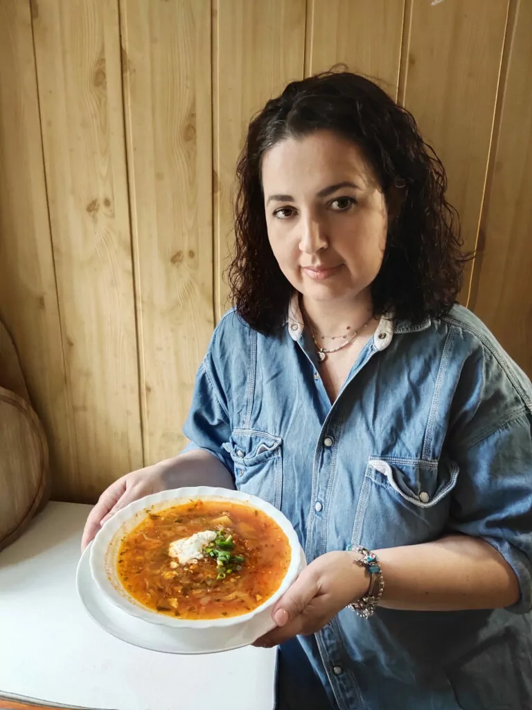 Olena Medvedieva with Borscht