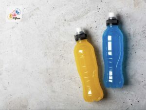 Blue and Yellow Sports Drink Bottles