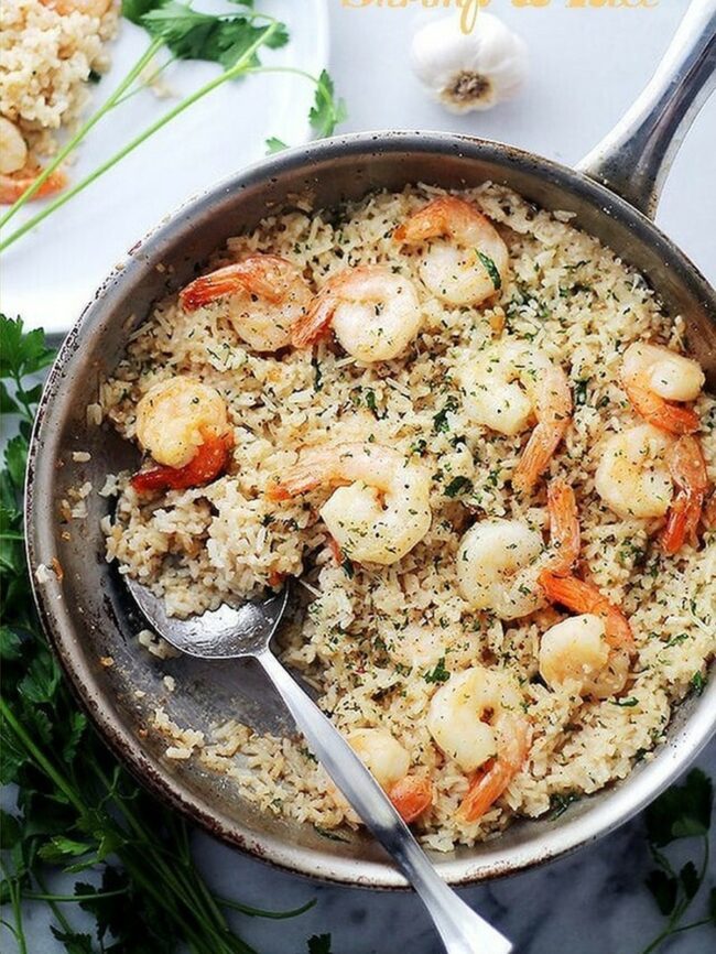 Garlic Butter Shrimp with Rice